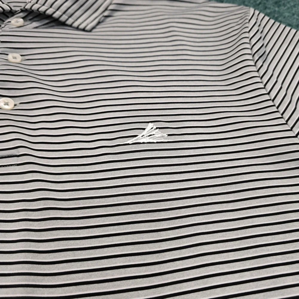 RLX Ralph Lauren Men's Size Large Performance Golf Polo Shirt Grey Black Striped